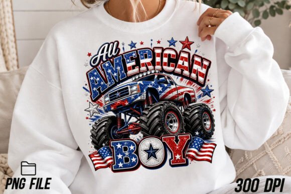 All American Boy PNG: The USA Monster Truck Design for Bold Projects