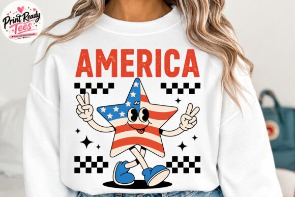 America Star PNG: A Retro Mascot for 4th of July Graphics