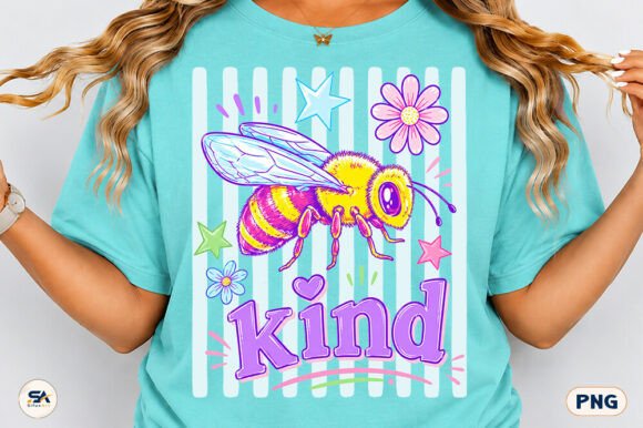 Bee Kind Floral Sublimation Stripes PNG: A Retro Vibe for Modern Projects