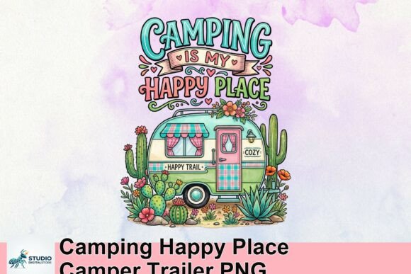 Camping Happy Place Camper Trailer PNG: A Design Asset That Sparks Joy