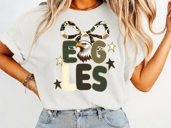 Eagles Mascot Coquette T-Shirt Design: Retro Americana Meets Trendy Style