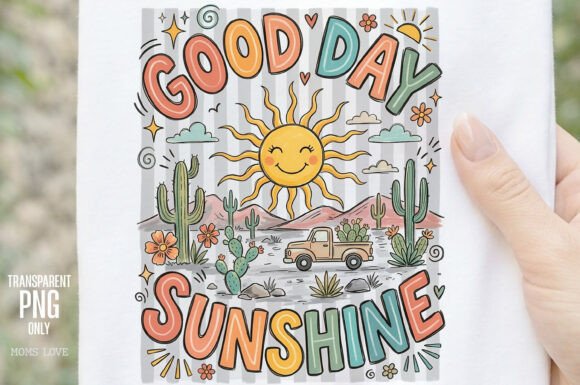 Good Day Sunshine Retro Desert PNG: A Burst of Western Charm