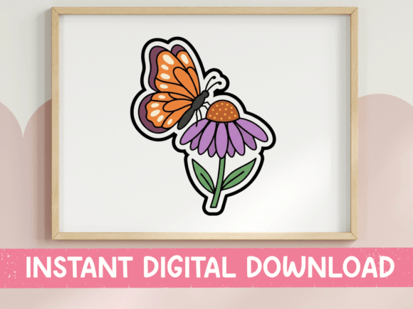 Monarch Butterfly on Purple Coneflower: A Botanical Illustration for Modern Makers