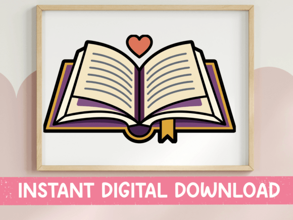 Open Book with Heart Bookmark Sticker: A Designer's Take