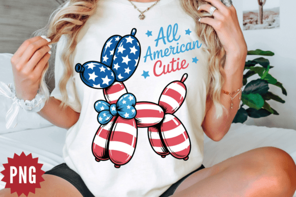 Patriotic Pop: The 4th of July Balloon Dog PNG Design