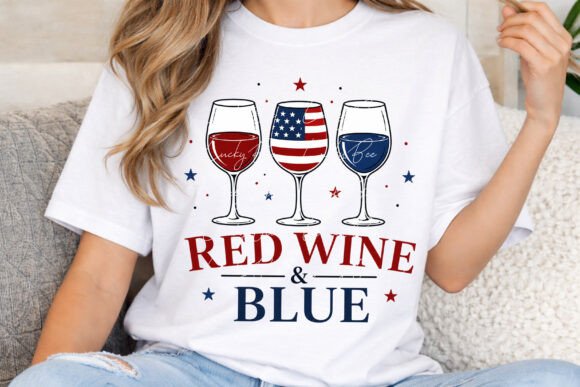 Red Wine & Blue PNG: A Festive 4th of July Design