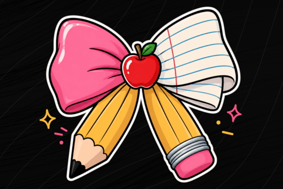 Teacher Bow Pencil PNG Sublimation: A Coquette School Design
