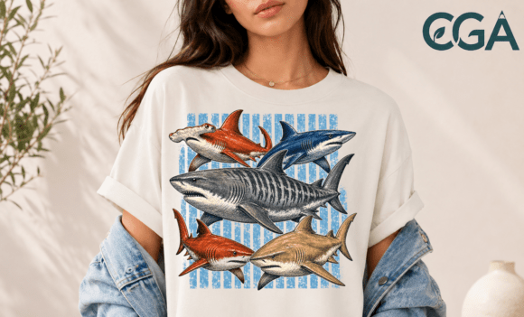 Vintage Patriotic Sharks: Bold Graphic for Bold Projects